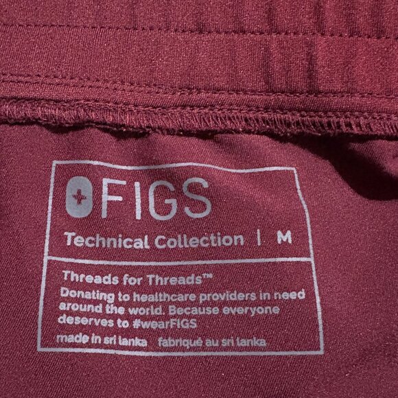 FIGS Zamora Scrub Pants Joggers Size Medium Burgundy Maroon - Picture 5 of 10